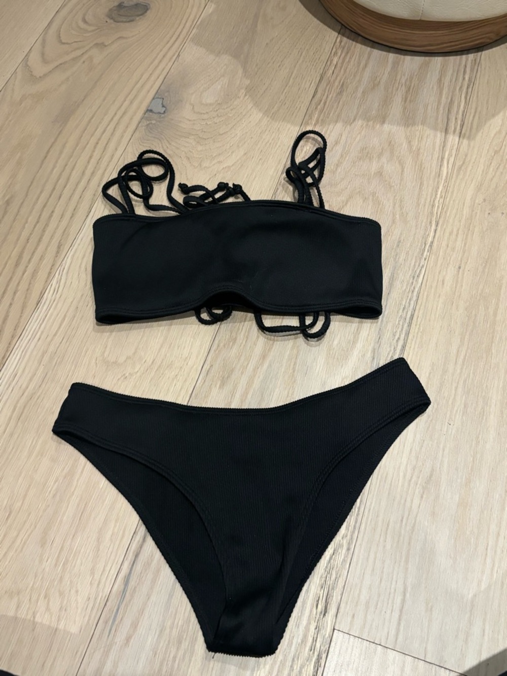 Black Ribbed Two-Piece Bikini Set